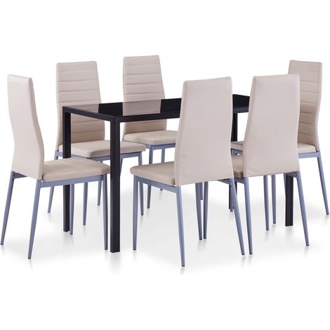 7-tlg. Essgruppe Cappuccino-Braun