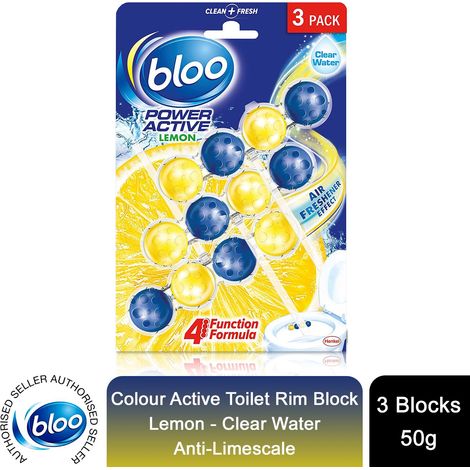Bloo Power Active Toilet Rim Block Lemon Anti-Limescale 3 x 50g (1/5)