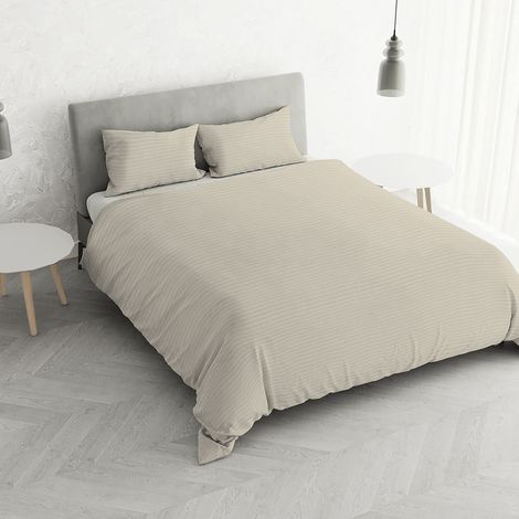 Italian Bed Linen Parure copripiumino Satin Stripes, Tortora, Matrimoniale (1/4)