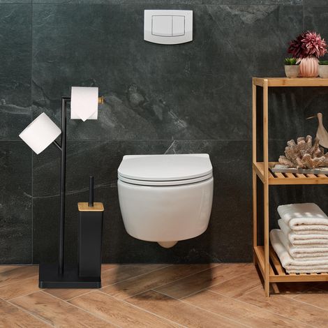 Toilettenpapierhalter burstenset bambus stahl