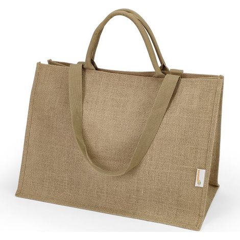 Einkaufstasche mit vier Tragegriffen Jute beige 50 x 25 x 35 cm