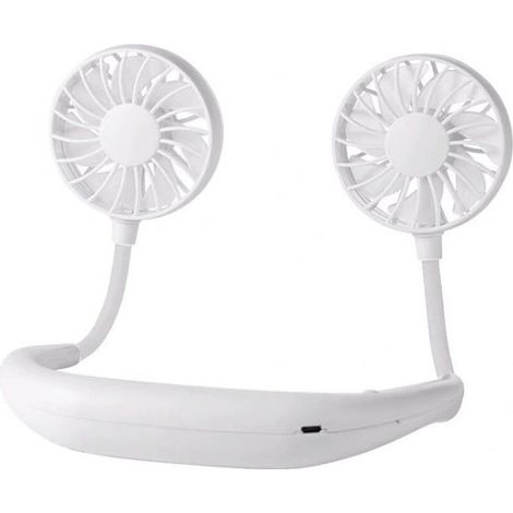 Filiyano-Ventilateur de cou rechargeable USB 3000 mAh, 3 vitesses, tête double orientable à 360°, silencieux et portable, idéal pour le sport, les (1/3)