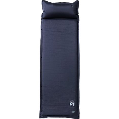 Matelas de camping autogonflant avec oreiller 1 personne gris