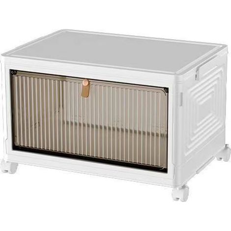 Boîte de rangement pliable, grande capacité, en polypropylène épais, étanche à la poussière, avec roulettes, idéale pour le salon ou la maison. (1/4)