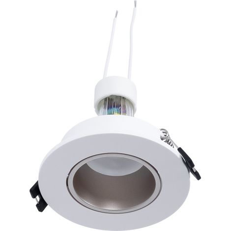 Lotto Anello da incasso Ø90mm (bianco/champagne) + Lampadina GU10 - Bianco Caldo (1/5)