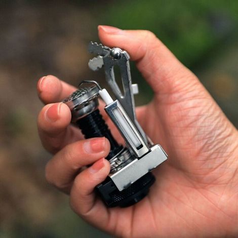 Réchaud de camping portatif à gaz - Allumage piézoélectrique Support pliable stable - Camping et randonnée (1/4)