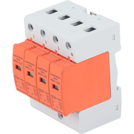 Dispositif de protection contre les surtensions 4P, montage sur rail DIN, avec indicateur, 420 V CA, RMU1-C20 (1/5)