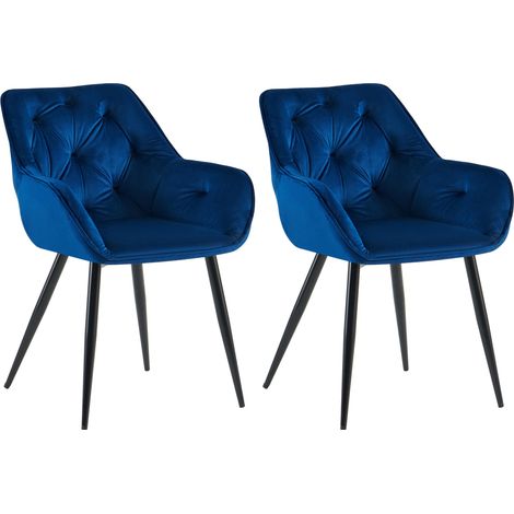 Set de 2 Sillas para salón Cassis en terciopelo Azul Terciopelo (1/5)