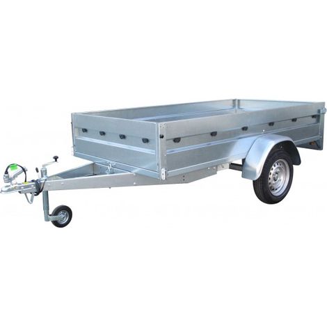 Remolque coche acero galvanizado de 200x134cm con tablero fenólico. Carga útil 583kg. MMA 750kg. Para jardín y bricolaje. (1/4)