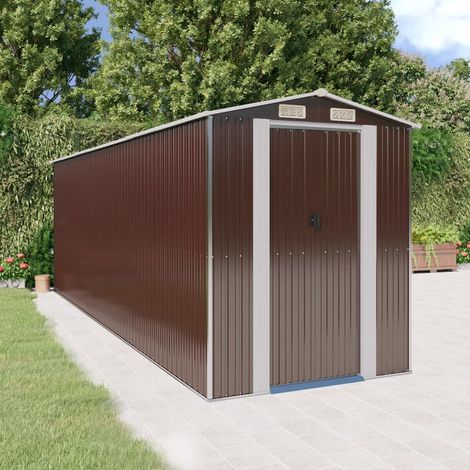 Geräteschuppen Dunkelbraun 192x606x223 cm Verzinkter Stahl vidaXL