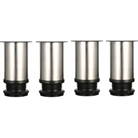 Pieds réglables en acier inoxydable 304 – Hauteur ajustable 80-95 mm – Lot de 4 pieds pour armoires et tables – Vis incluses (1/5)