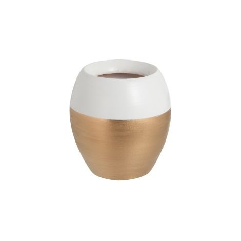 Vase terre cuite blanc et doré Narsh 13 cm (1/2)
