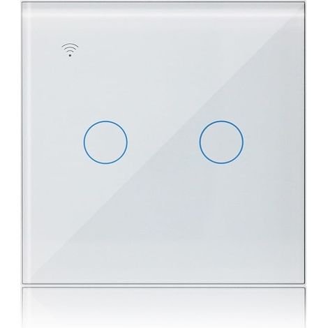 Interrupteur Tactile Connecté 2 Gang 1 Voies Compatible avec Alexa, Interrupteur Lumineux Mural Tuya Smart Life App Intelligent Contrôle (1/5)