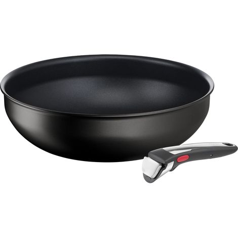Tefal Ingenio Padella Wok 28 cm + manico rimovibile, induzione, rivestimento antiaderente, indicatore di avvio di cottura, impilabile, compatibile con lavastoviglie, made in Francia, Eco Resist On (1/2)