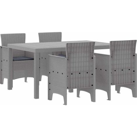 Maison Exclusive - Set da Pranzo per Giardino 5 pz Grigio chiaro Rattan Polt (1/5)