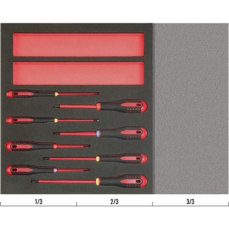BAHCO - Jeu de tournevis vis à fente/Phillips/Pozidriv isolé, module 2/3 Fit&Go - 8 pcs