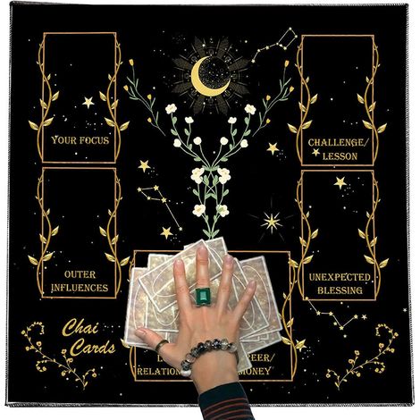 Nappe de table à motifs de cartes de divination (tarot divination) multicolore 50 x 50 cm style J (1/5)