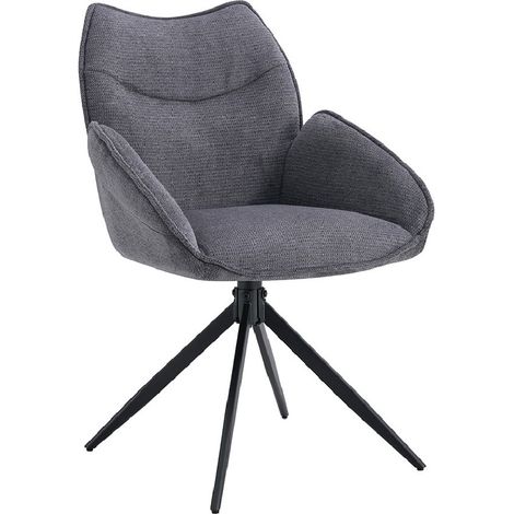 Drehbarer Esszimmerstuhl MOOREA – Dunkelgrauer Stoff – Schwarze Metallbeine – Höhe 90 cm – Design-/Industriestil (1/5)