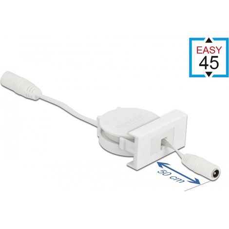 Delock Cable retrÃ¡ctil de alimentaciÃ³n del mÃ³dulo Easy 45 DC 5,5 x 2,1 mm hembra / hembra blanco