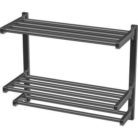 Porte-serviettes / Étagère murale à 3 niveaux — Rangement de salle de bain sans perçage, 50 cm (1/3)
