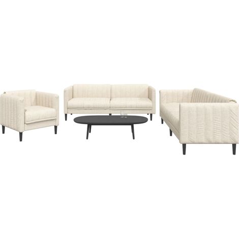 3-tlg. Sofagarnitur Creme Stoff