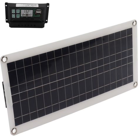 30-W-Polykristallin-Solarpanel-Set + 30-A-Laderegler, 12 V, für Wohnmobil, Boot, Wohnwagen, Transporter und Anhänger, hocheffizientes Silizium (1/5)
