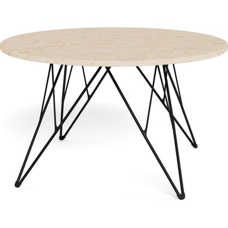 Mesa de centro Norsica 820, Beige + Negro, 46x0x0cm, Diámetro: 80, Mármol, Redonda