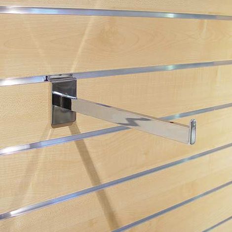 Console pour tablette en verre 250 mm – Acier chromé – S'insère dans profil horizontal trapèze – Vendu à l'unité – Bohnacker