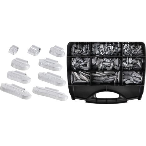 Bgs Technic – Assortiment de poids d'équilibrage 320 pièces – 9425 – Pour jantes en acier – Matériau zinc – Boîte réutilisable