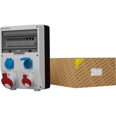 Tableau électrique de chantier DV-S/FI 32 A, 16 A, 2 x 230 V, IP54, Schuko, Doktorvolt® DV-1776-D (1/5)