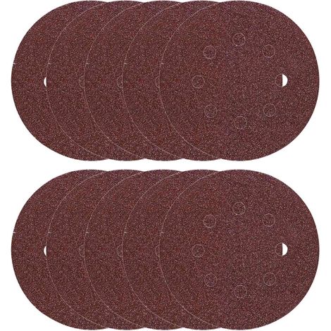 HiKOKI Haft-Schleifscheiben Holz, Metall 125mm 10 Stück, Schleifpapier, Schleifblätter, Klettscheiben, Tellerschleifer - Körnung:K. 80 (1/2)