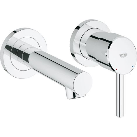 Grohe – Mitigeur monocommande 2 trous lavabo – Montage mural – AquaGuide mousseur ajustable – Entraxe 110 mm – Saillie 147 mm – 19575001 (1/8)