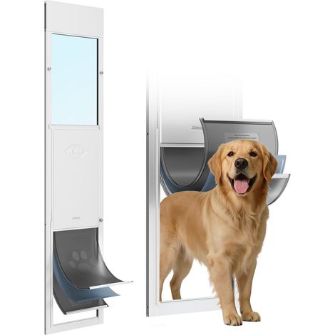 75 7/8 à 80 11/16 pouces, porte pour chien pour baie vitrée, accès autonome, cadre en aluminium et volet XL (1/5)