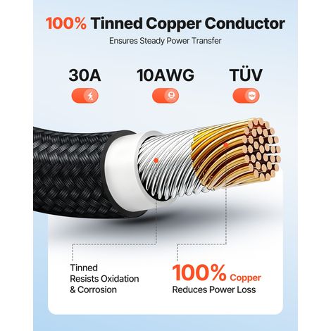 Rallonge Panneau Solaire 6 mm² Câble d'Extension de Panneau Solaire 9,14 m avec Connecteurs MC4 pour Extérieur, Automobiles Camping… (1/5)