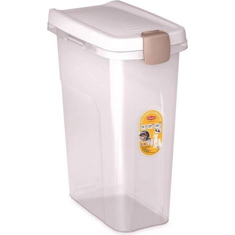 Stefanplast, pet food container contenitore per cibo 40 lt trasparente con coperchio bianco