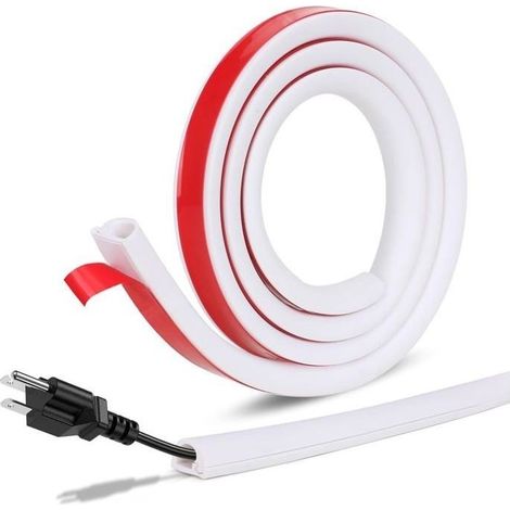 Gaine of power outdoor sticker in PVC,Gaine of power decoupable - White - Flame-retardant - Double bed thick For home,1m (1/5)