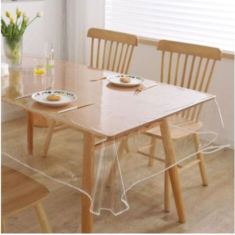 Nappe Transparente Lavable,, Film de Protection pour Table, Nappe PVC Transparente Rectangulaire (140220cm), pour une Protection Imperméable et Résistante à l’huile des Tables et des Meubles (1/4)