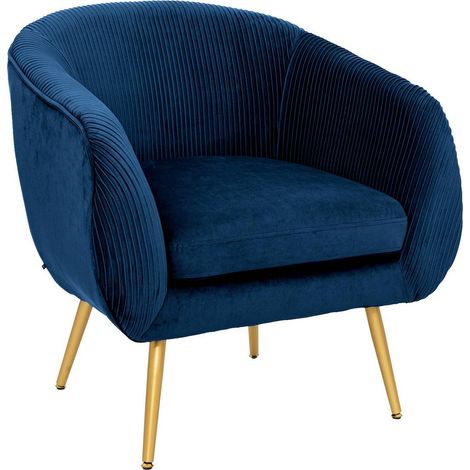 Blauer Sessel Solaro aus plissiertem Samt (1/5)