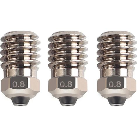 Buse d'imprimante 3D en acier trempé, placage Ni, extrudeuse résistante aux hautes températures Hotend pour X1 P1P 0.8mm 3 pièces (1/5)