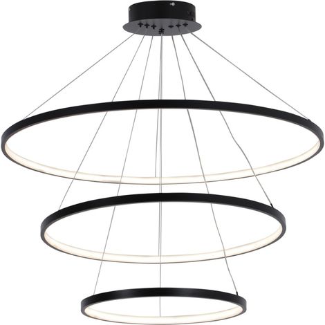 Suspension LED noire réglable 3 anneaux 60W 4000K LEA (1/5)