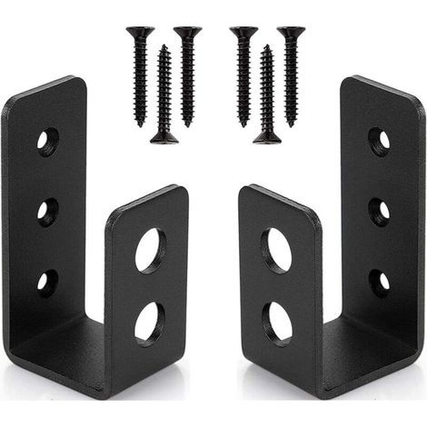 Set of 2 heavy-duty steel door brackets for 2 x 4 doors, U-shaped security bar (1/5)
