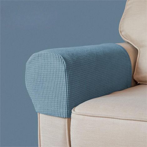 Housse d'accoudoir de canapé - antidérapante, Bleu smog et anti-rayures - amovible - lavable (1/5)