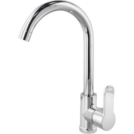 Mitigeur Évier Cuisine Acier Inoxydable Robinet Grand Arc Double Usage Eau Chaude Froide (1/4)