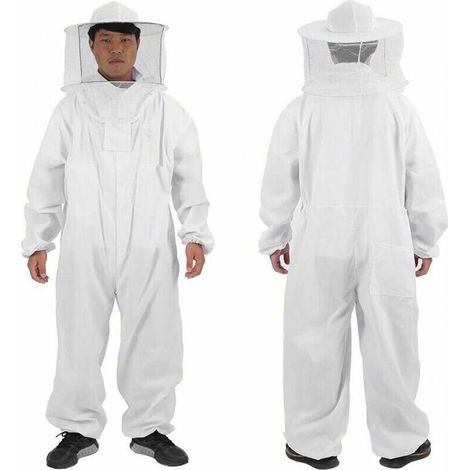 Combinaison d'Apiculteur Professionnelle Complète avec Voile Rond, Costume de Protection Blanc pour l'Apiculture, Taille XL (1/4)
