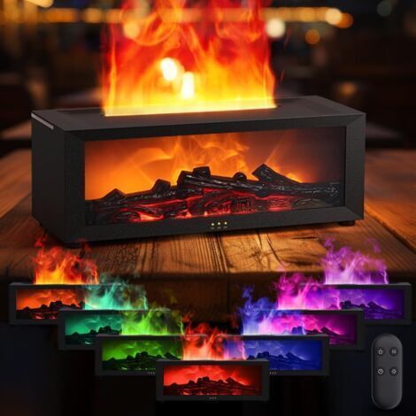 150 ml Diffuseur d'Huiles Essentielles - Flamme 3D Avec Télécommande, LED 7 Couleurs, Arrêt Automatique - Pour Aromathérapie, Chambre à Coucher, Bureau (1/5)