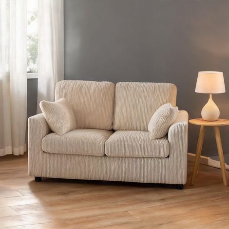Canapé beige en velours côtelé polyester 144 x 76 x 89 cm (1/5)