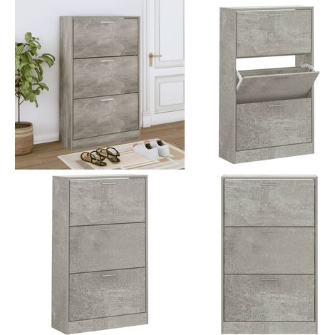 Armoire à chaussures Gris béton 63x24x103 cm Bois d'ingénierie - Meuble Range Chaussures - Armoire Chaussure - Rangement Chaussures - Placard Chaussures - Organiseur Chaussures - Home & Living (1/5)