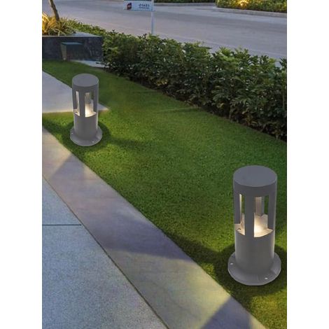 LAMPIONE PALO GIARDINO A LED ILLUMINAZIONE DA ESTERNO 15W IP65 30CM GRIGIO LUCE CALDA DECORAZIONI VIALETTI PRATO