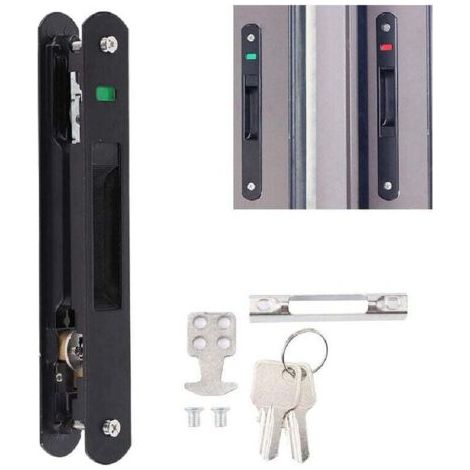 Pair Modernes, eingelassenes Schiebetür-Fenster-Hakenschloss-Set, modernes mobiles Türschloss, einseitiger Verriegelungsriegel.