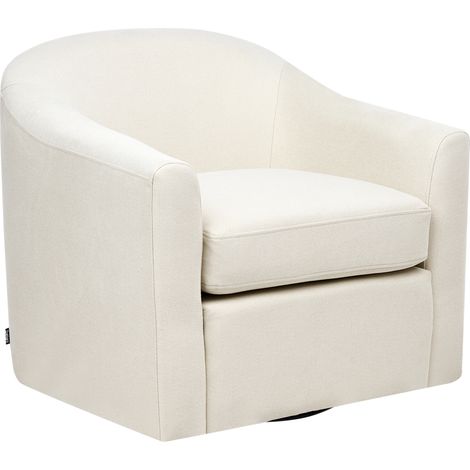 Sillón giratorio de tela tapizado de poliéster hidrófugo asiento grueso beige claro Magnor